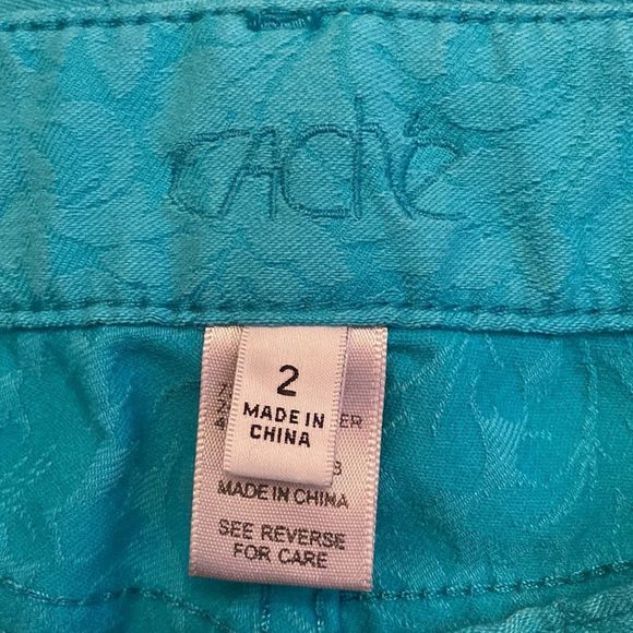 CACHE Turquoise Textured Printed Skinny Ankle Pants - Picture 8 of 9